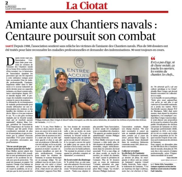 la provence la ciotat article amiante 10 novembre 2025